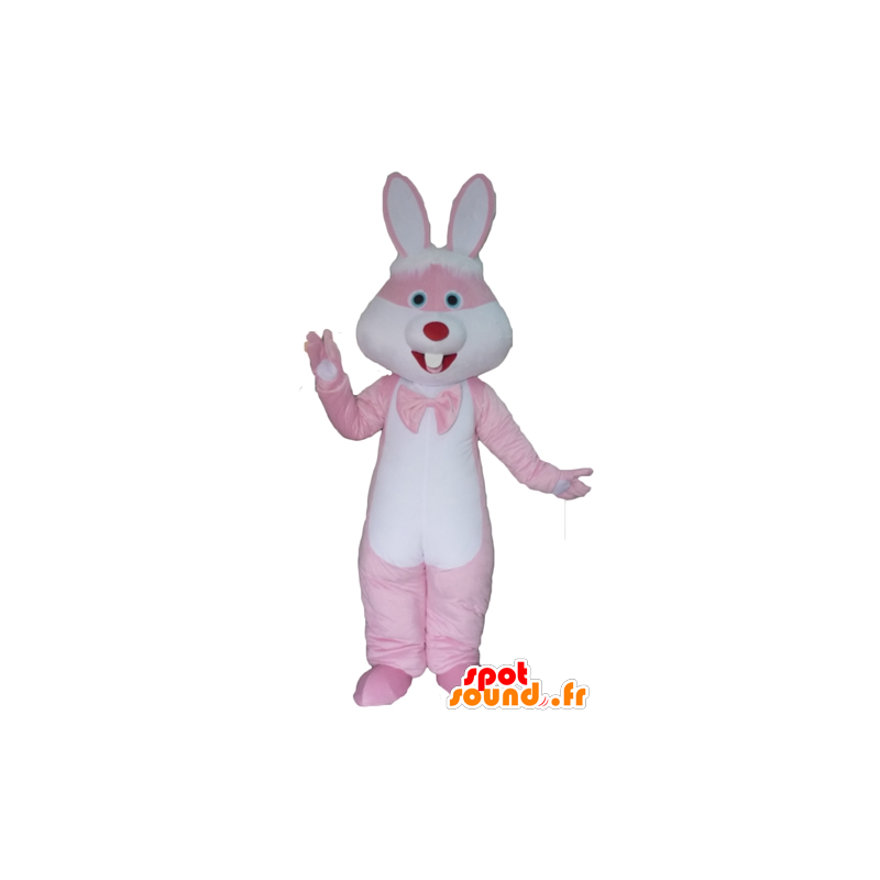 Pink and white rabbit mascot, giant - MASFR23301 - Rabbit mascot
