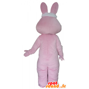 Rosafarbene und weiße Kaninchen Maskottchen, Riesen - MASFR23301 - Hase Maskottchen