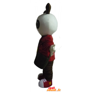 Mascotte de lapin blanc et noir en tenue rouge et noire - MASFR23303 - Mascotte de lapins