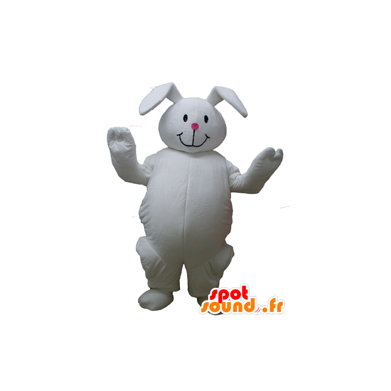 Große weiße Kaninchen Maskottchen, plump und niedlich - MASFR23304 - Hase Maskottchen