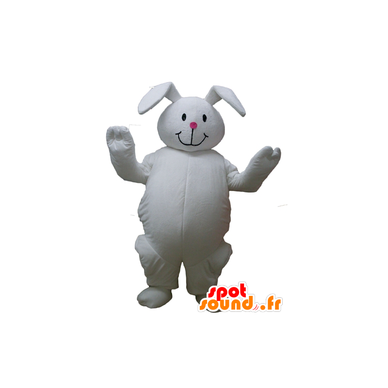 Mascotte de gros lapin blanc, dodu et mignon - MASFR23304 - Mascotte de lapins