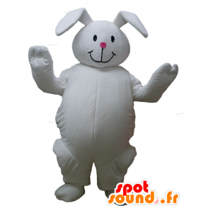 Große weiße Kaninchen Maskottchen, plump und niedlich - MASFR23304 - Hase Maskottchen