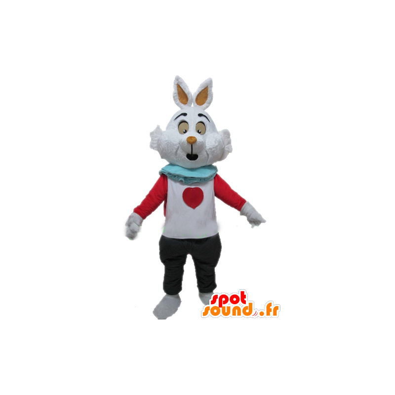 Mascotte de lapin blanc, d'Alice au pays des merveilles - MASFR23307 - Mascotte de lapins