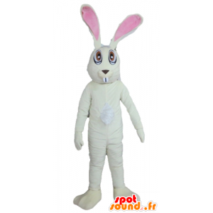Mascotte de grand lapin blanc et rose, très amusant - MASFR23309 - Mascotte de lapins
