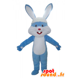 Mascotte de lapin géant, bleu et blanc, avec de grandes oreilles - MASFR23311 - Mascotte de lapins