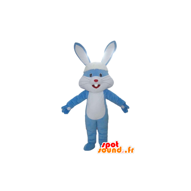 Mascotte de lapin géant, bleu et blanc, avec de grandes oreilles - MASFR23311 - Mascotte de lapins