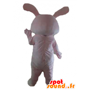 Pink and white rabbit mascot, giant, with eyes closed - MASFR23313 - Rabbit mascot