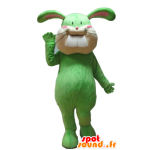 Groen en beige konijntje mascotte, pluizig en schattig - MASFR23315 - Mascot konijnen