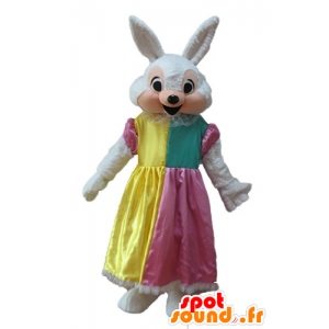 Mascot bunny roze en wit, met een prinses jurk - MASFR23316 - Mascot konijnen