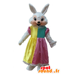 Mascot bunny roze en wit, met een prinses jurk - MASFR23316 - Mascot konijnen