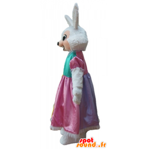 Mascot rabbit white and pink, with a princess dress - MASFR23316 - Rabbit mascot