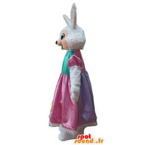 Mascot rabbit white and pink, with a princess dress - MASFR23316 - Rabbit mascot