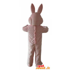 Rosa Häschen-Maskottchen mit einem Hemd und einem Schmetterling Knoten - MASFR23319 - Hase Maskottchen