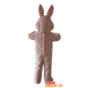 Pink bunny mascot with a shirt and a butterfly knot - MASFR23319 - Rabbit mascot