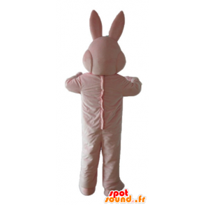 Rosa kaninmaskot med skjorta och fluga - Spotsound maskot