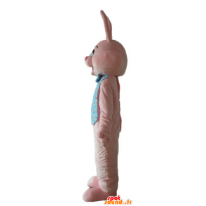シャツと蝶ネクタイが付いたピンクのウサギのマスコット-MASFR23319-ウサギのマスコット