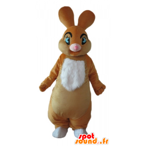 Brown e mascotte coniglio bianco, morbido ed elegante - MASFR23321 - Mascotte coniglio