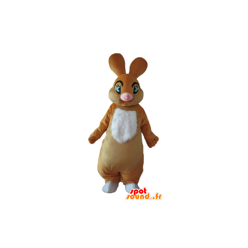 Brown and white rabbit mascot, soft and elegant - MASFR23321 - Rabbit mascot