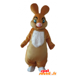 Brown und weißes Kaninchen Maskottchen, weich und elegant - MASFR23321 - Hase Maskottchen