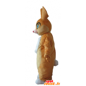 Bruin en wit konijntje mascotte, zacht en elegant - MASFR23321 - Mascot konijnen