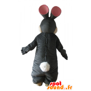 Kaninchen-Maskottchen-schwarz und weiß, weich und elegant - MASFR23322 - Hase Maskottchen