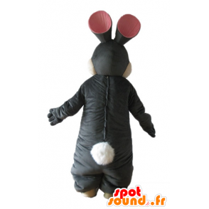 黒と白のウサギのマスコット、柔らかくエレガント-MASFR23322-ウサギのマスコット