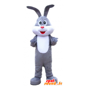 Grijze en witte bunny mascotte, zoet, vrolijk en leuk - MASFR23325 - Mascot konijnen