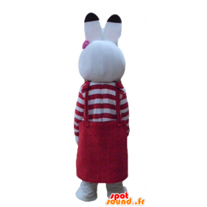 Blanca mascota de conejo con un vestido rojo - MASFR23328 - Mascota de conejo