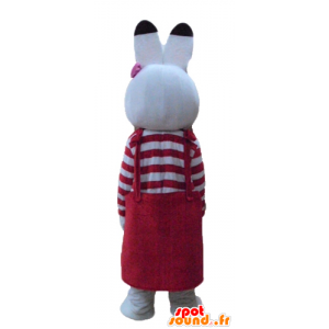 Hvid kaninmaskot med en rød kjole - Spotsound maskot kostume