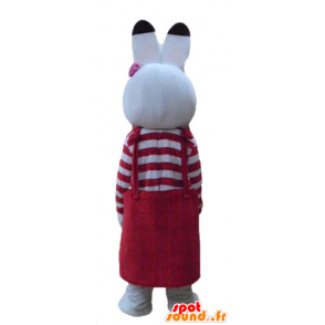 Mascotte de lapin blanche, avec une robe rouge - MASFR23328 - Mascotte de lapins