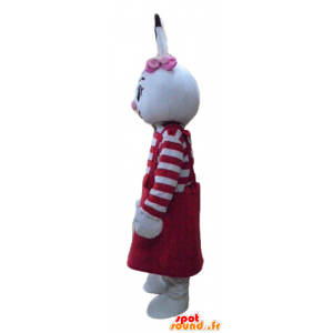 Blanca mascota de conejo con un vestido rojo - MASFR23328 - Mascota de conejo