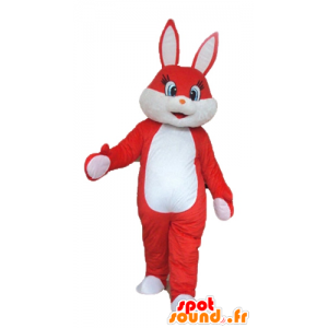 Red and white rabbit mascot, very sweet and cute - MASFR23329 - Rabbit mascot