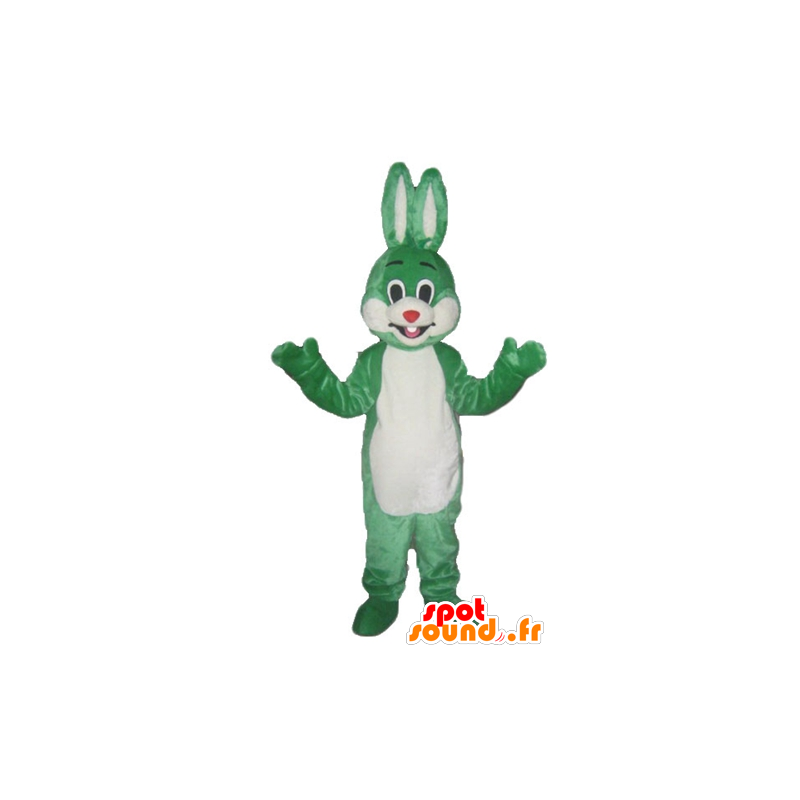 Groen en wit konijntje mascotte, vrolijk en origineel - MASFR23330 - Mascot konijnen