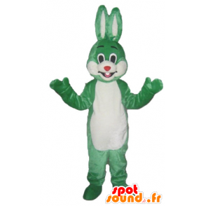 Mascotte de lapin vert et blanc, souriant et original - MASFR23330 - Mascotte de lapins