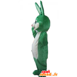 Green and white rabbit mascot, smiling and original - MASFR23330 - Rabbit mascot