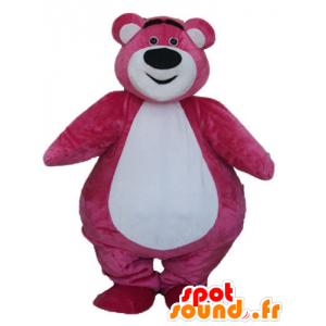 Grande color rosa y blanco de la mascota del oso, regordeta y lindo - MASFR23336 - Oso mascota