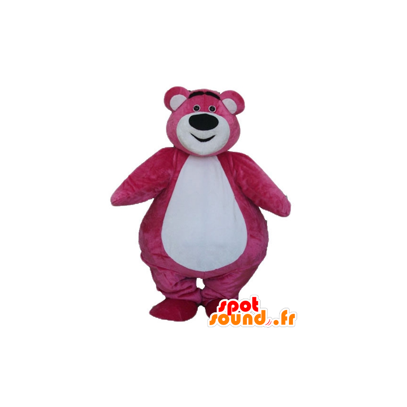 Mascotte de gros ours rose et blanc, dodu et mignon - MASFR23336 - Mascotte d'ours
