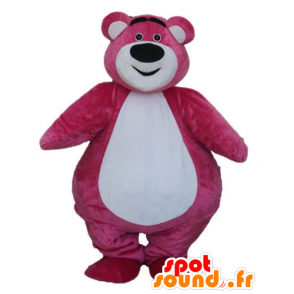 Grande color rosa y blanco de la mascota del oso, regordeta y lindo - MASFR23336 - Oso mascota