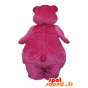 Grande color rosa y blanco de la mascota del oso, regordeta y lindo - MASFR23336 - Oso mascota