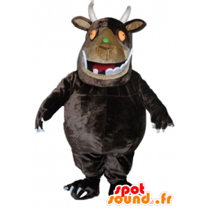 Mascotte de gros monstre marron, avec de grandes dents - MASFR23347 - Mascottes de monstres