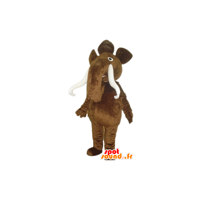 Stor brun mammutmaskot med stora betar - Spotsound maskot