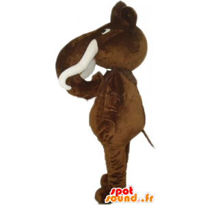 Storbrun mammutmaskot med store stødtænder - Spotsound maskot