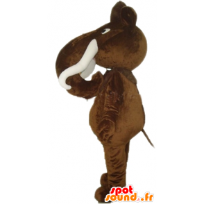 Storbrun mammutmaskot med store stødtænder - Spotsound maskot