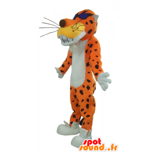 Orange tiger maskot, svart og hvitt, med briller - MASFR23352 - Tiger Maskoter