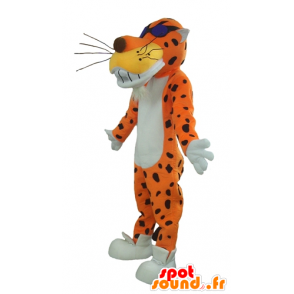 Orange tiger maskot, svart og hvitt, med briller - MASFR23352 - Tiger Maskoter