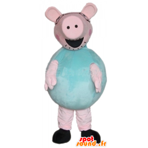 Atacado rosa mascote porco e verde, gordo e engraçado - MASFR23355 - mascotes porco