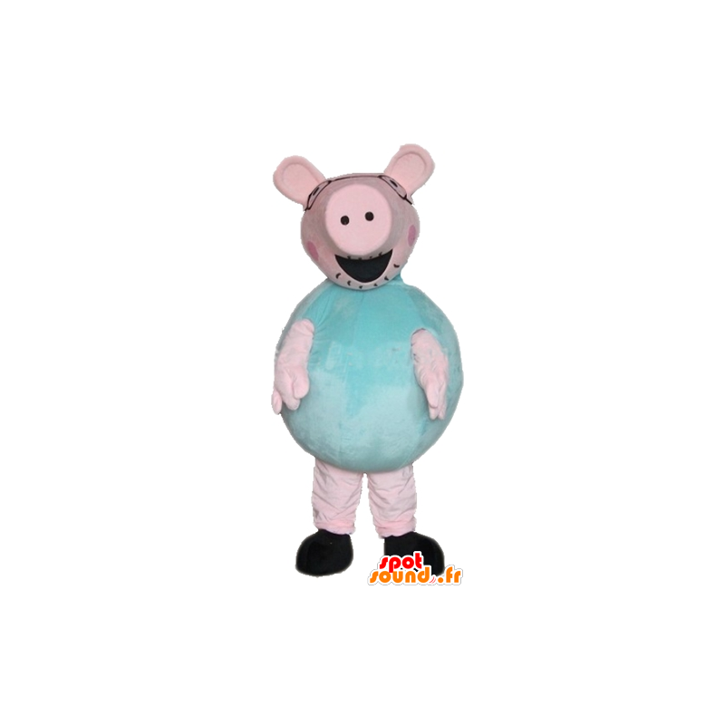 Groothandel mascotte varken roze en groen, mollig en grappige - MASFR23355 - Pig Mascottes