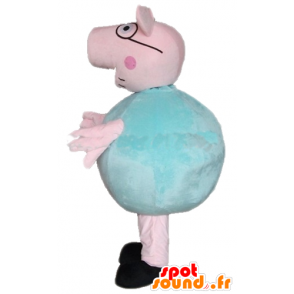 Wholesale mascot pig pink and green, plump and funny - MASFR23355 - Mascots pig