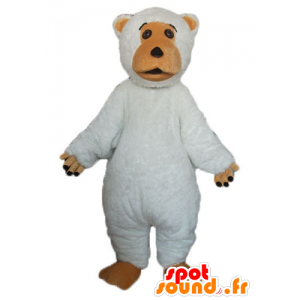 Mascotte de gros ours blanc et marron, mignon et dodu - MASFR23360 - Mascotte d'ours