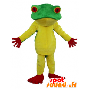 Mascotte de grenouille jaune, rouge et verte, très réussie - MASFR23361 - Animaux de la forêt